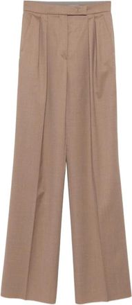Max Mara Wide Broeken - Dames - Wijde Broeken - Bruin - S - Nylon - Broeken