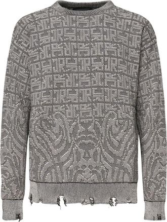 John Richmond Maglione con orlo sfrangiato - Grigio