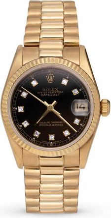 Rolex Pre-owned Rolex Presidential Datejust Automatic Diamond Black Dial Ladies Watch 68278 BKDP