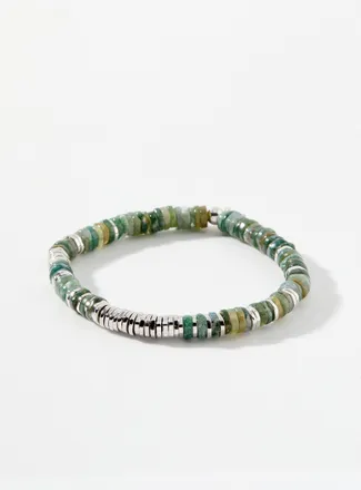 Tateossian Mens Constellation moss agate bracelet