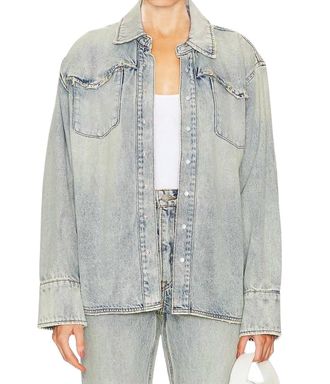 GRLFRND Emerson Western Shirt Jacket In Tupelo Tint
