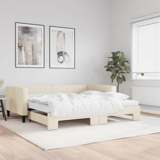 vidaXL Sof&aacute; Cama Nido Con Colch&oacute;n Tela Crema 100x200 Cm Vidaxl