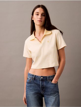 Calvin Klein Jeans Calvin Klein Womens Cotton Contour Rib Polo T-Shirt - Yellow - XL