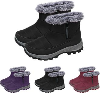 Generic Winter Snow Boots for Women Thick Warm Faux Fur Lined Boots Waterproof Non Slip Orthopedic Shoes with Arch Support Casual Comfortable Hiking Shoes for