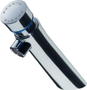 Presto Grifo De Agua Fr&iacute;a Temporizado Con Pulsador Y Palanca Presto Neo Cromado Para Lavabo