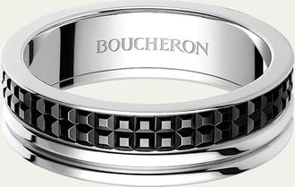 Boucheron White Gold Quatre Black Edition Band Ring, Large Model