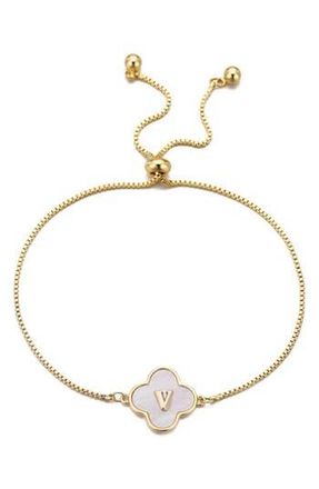 Adornia Mother of Pearl Initial Clover Bracelet in White-V at Nordstrom Rack