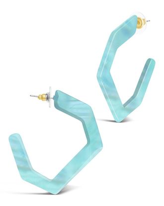 Sterling Forever Resin Hex Hoops