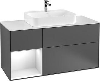 Villeroy & Boch Villeroy&boch - Finion, Muebles De Ba&ntilde;o, 1200 X 603 X 501 Mm, Angular, Con Estanter&iacute;a (iluminada), Modelo Suspendido, Fabricado En Madera, Lavabo En E