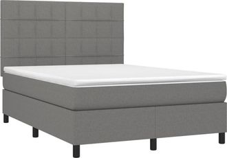 vidaXL Cama Box Spring Con Colch&oacute;n Tela Gris Oscuro 140x190 Cm Vidaxl