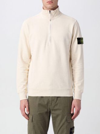 Stone Island Felpa a dolcevita in cotone con mezza zip e patch logo Compass