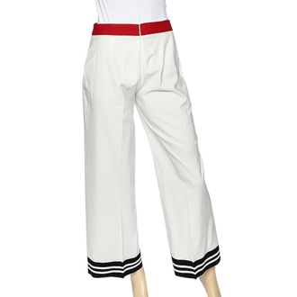 Moschino Cheap And Chic White Cotton Contrast Trim Palazzo Pants