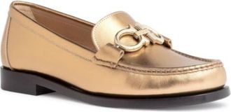 Ferragamo Ferragamo Metallic Leather Rolo Loafers Size 40