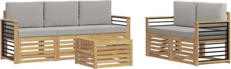 vidaXL Conjunto De Sof&aacute;s De Exterior 6 Uds. Blanco Y Gris Claro Vidaxl