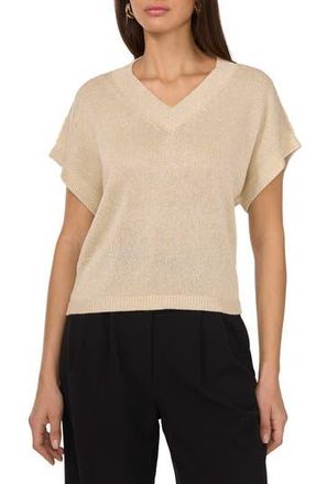 Vince Camuto Metallic V-Neck Sweater in Pale Sand Silver at Nordstrom Rack, Size X-Large