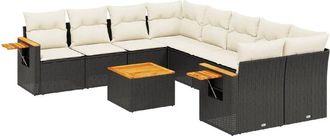 vidaXL Set De Sof&aacute;s De Jard&iacute;n 8 Piezas Y Cojines Rat&aacute;n Sint&eacute;tico Negro Vidaxl