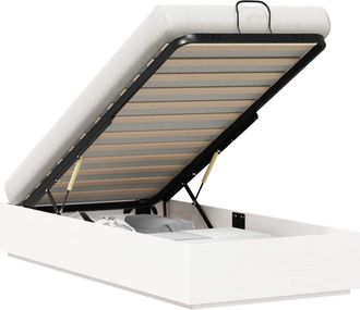 vidaXL Telaio Del Letto Ottomano Con Ripostiglio Bianco 90 X 190 Cm Vidaxl