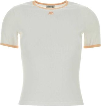 Courr&egrave;ges White Crew Neck T-Shirt