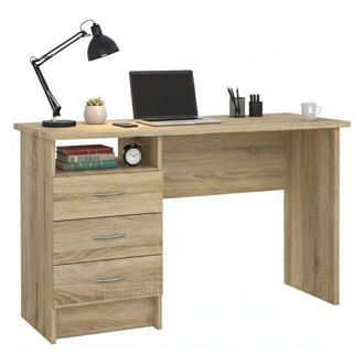 Dmora Bureau Lin&eacute;aire &Agrave; Trois Tiroirs, Couleur Ch&ecirc;ne, Dimensions 120 X 72 X 48 Cm - Dmora