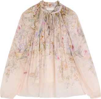 Zimmermann Rebellion Billow Floral-print Georgette Blouse - Cream - 4 (UK 16 / XL)