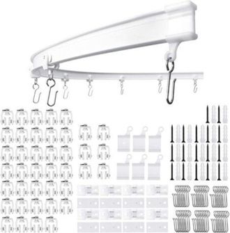 OEM Riel Flexible Para Cortinas De Techo, Riel Curvo 3m Para Cortinas Con Rodillos Silenciosos, Soporte Plegable Para Mampara De Ducha