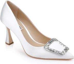 Badgley Mischka Aubree Pointed Toe Pump in Whitesatin at Nordstrom Rack, Size 6.5