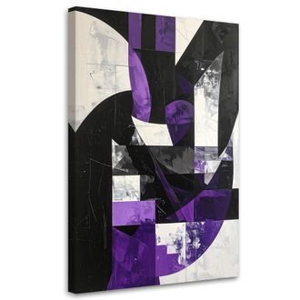 Feeby Cuadro Sobre Lienzo, Abstracci&oacute;n Geom&eacute;trica En Violeta, 80x120