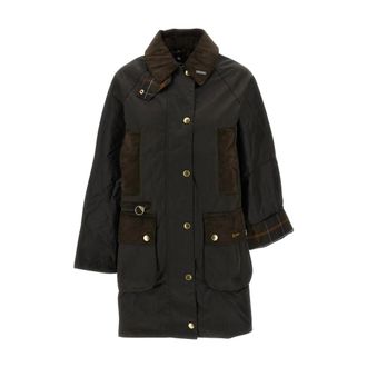 Barbour Modern Beaufort Waxed Jacket - Dames - Mantels - Groen - Maat: XS Katoen