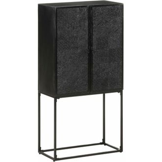 vidaXL Aparador De Madera Maciza De Acacia Y Mango Negro 60x30x120 Cm Vidaxl