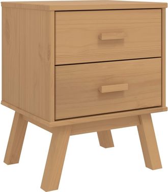 vidaXL Mesita De Noche Olden Madera Maciza De Pino Marr&oacute;n Vidaxl