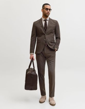 Jack & Jones blazer monopetto e pantaloni sartoriali in delicioso-Marrone