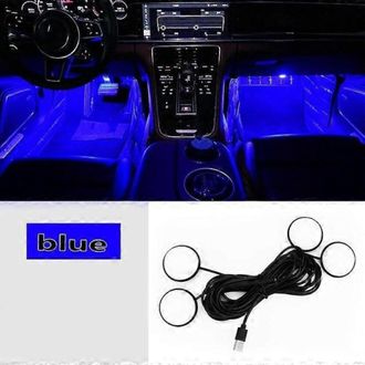 OEM Luz Ambiental Led 4 En 1 Para Coche, Iluminaci&oacute;n Interior Y De Suelo, Bombilla De Estrella Azul Hielo, Luz Nocturna Usb