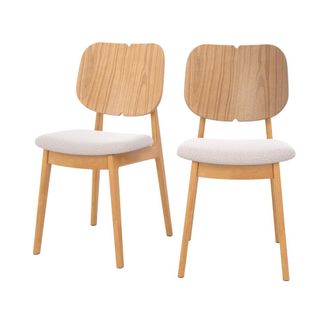 Rendez-Vous D&eacute;co Set de 2 sillas de madera clara y tela beige