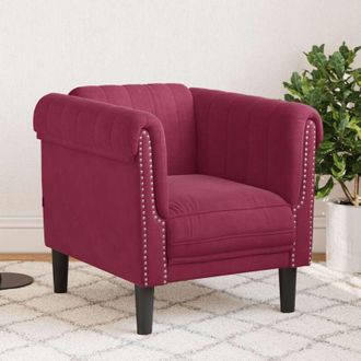 vidaXL Sill&oacute;n De Terciopelo Rojo Tinto Vidaxl