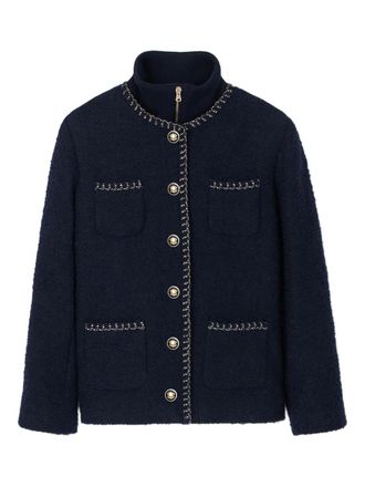 Sandro tweed jacket - women - Cotton/Wool/Polyester/Acrylic/Alpaca Wool/Polyamide/Viscose - 38 - Blue