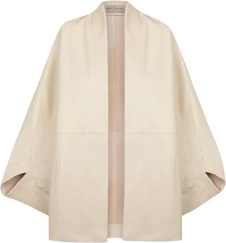 Cortana Wijde Kimono Jas - Dames - Kimonos - Beige - ONE Size - Leer - Overhemden