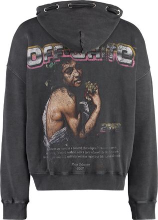 Off-white Mens Logo Print Hoodie Grey Cotton Jumpers Sweater