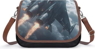 Generic Military Jet Airplane Small Womens Crossbody Bags Shoulder Handbag with Adjustable Strap for Travel