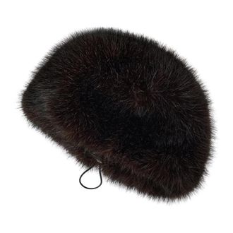 Cesare Gaspari Faux Fur Hat - Dames - Hoeden - Bruin - ONE Size - Polyester - Accessoires