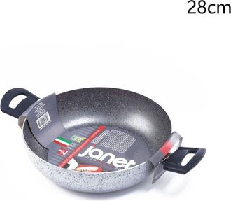 Trade Shop Trade Shop - Padella Alta Tegame Rivestimento Antiaderente 7 Strati Con 2 Manici &Oslash; 16-20-24-28-32 Cm - -28 Cm