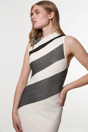 Karen Millen Womens Figure Form Bandage Lace Detail Sleeveless Knit Maxi Dress - White - Size X-Small