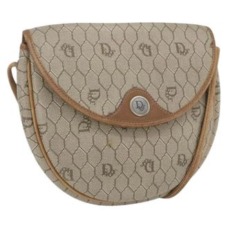 Dior Pre-owned Honeycomb Canvas Schoudertas - Dames - Pre-owned - Beige - Maat: ONE Size Leer