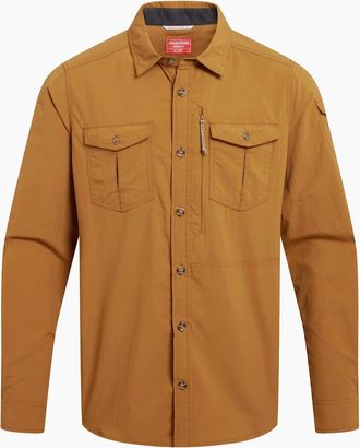 Craghoppers Mens Craghoppers Mens Adventure III Nosilife Long-Sleeved Shirt - Brown/Yellow - Size: 48/Regular