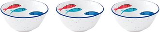 Easy Life Juego de 3 cuencos de porcelana Ø 10 cm en caja de color SARDINES PARTY