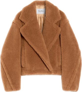 Max Mara Jassen, Dames, Bruin, M, Wol, Bruine wollen jas met leren riemen