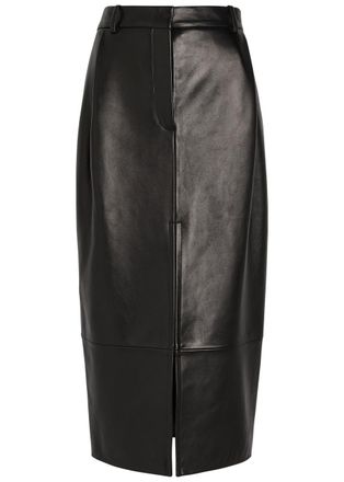 Khaite Anden Leather Midi Skirt - Black - 6 (UK10 / S)
