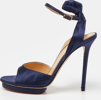 Charlotte Olympia Blue Satin Wallace Ankle Strap Sandals