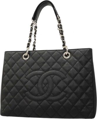 Chanel Black Grained Calfskin Tote Bag (Pre-Owned)