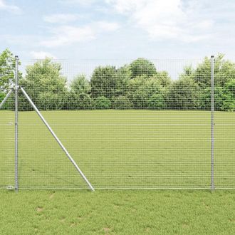 Berkfield Home Fence Post Set Set of 2 Galvanised steel wire mesh in Silver