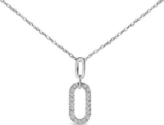 House of Brilliance 14K White Gold Diamond Accent Paperclip Pendant Necklace